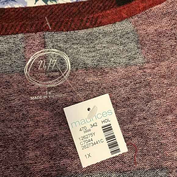 Plaid Red and Black Women's Tunic Top - Picture 5 of 7